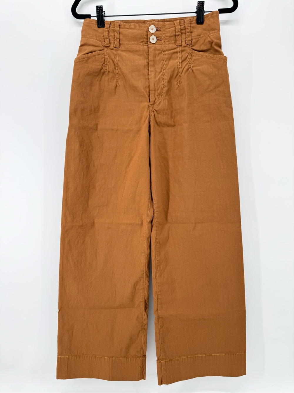 Anthropologie Wide Leg Pants 27 cropped high rise tan brown